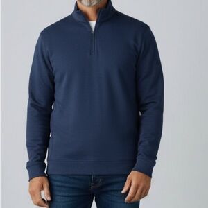 Van Heusen Performance Navy 1/4 Zip Pullover XXL Stretch Solid Blue